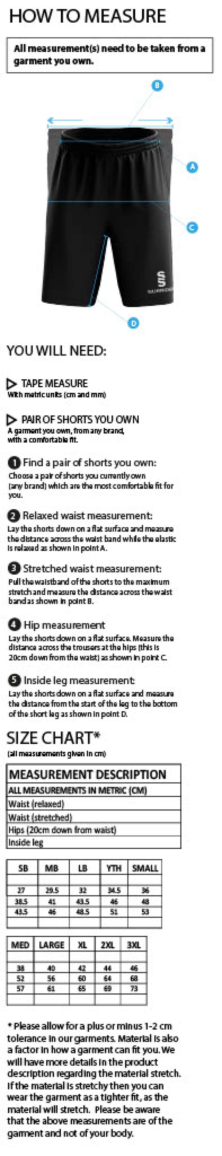 Rockcliffe CC - Women's Ripstop Short - Size Guide