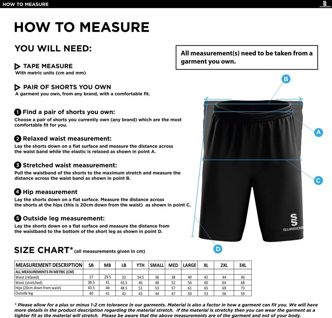 Rockcliffe CC - Blade Shorts - Size Guide